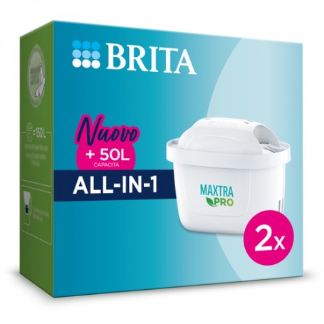 Brita Filtro per acqua MAXTRA PRO All-in-1 Pack 2 - NUOVA GENERAZIONE FILTRI - Per acqua di rubinetto dal gusto migliore e meno 