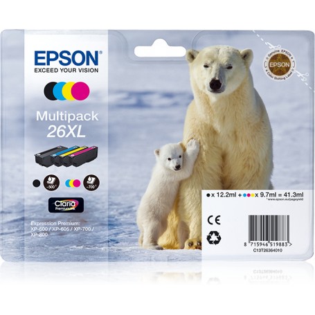 Epson Polar bear Multipack 26XL (4 colori XL : NCMG) (C13T26364010)