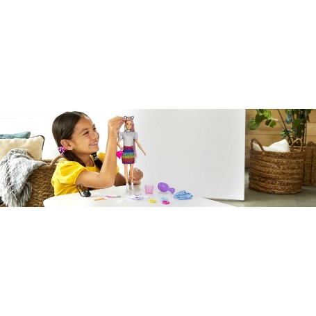 Barbie ​ - Capelli Multicolor con capelli con funzione cambia colore, include 16 accessori alla moda 3+ Anni (GRN81)