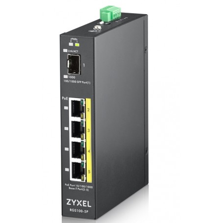 Zyxel RGS100-5P Non gestito L2 Gigabit Ethernet (10/100/1000) Supporto Power over Ethernet (PoE) Nero (RGS100-5P-ZZ0101F)