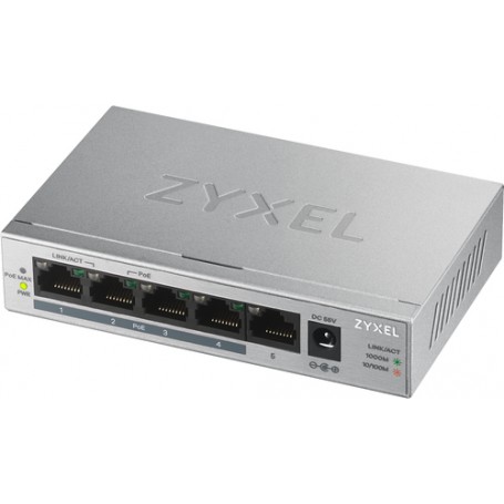 Zyxel GS1005HP Non gestito Gigabit Ethernet (10/100/1000) Supporto Power over Ethernet (PoE) Argento (GS1005HP-EU0101F)