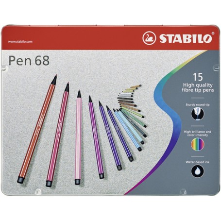 STABILO Pen 68 Mini marcatore Multicolore 15 pz (6815-6)