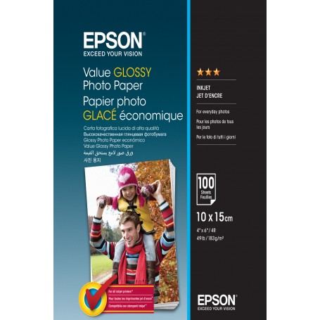 Epson Value Glossy Photo Paper - 10x15cm - 100 Fogli (C13S400039)