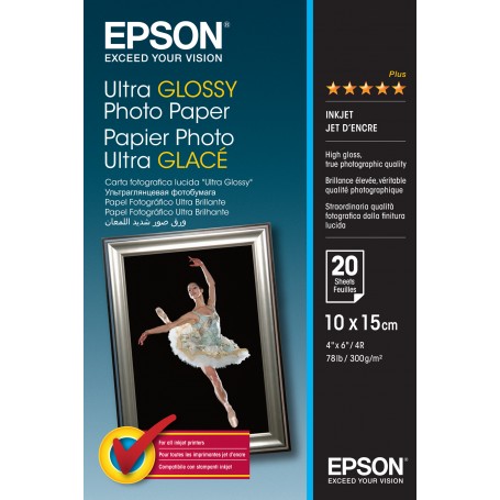 Epson Ultra Glossy Photo Paper - 10x15cm - 20 Fogli (C13S041926)