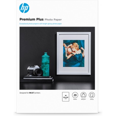 HP Confezione da 20 fogli carta fotografica Premium Plus, lucida A4/210 x 297 mm (CR672A)