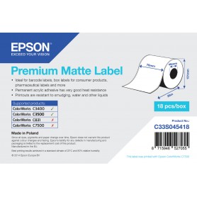 Epson Premium Matte Label - Continuous Roll: 76mm x 35m (C33S045418)