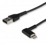 StarTech.com Cavo da USB-A a Lightening da 2m durevole - nero ad angolo retto a 90&deg in fibra aramidica - Robus (RUSBLTMM2MBR)