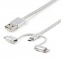 StarTech.com Cavo di ricarica multiplo USB da 1m - Adattatore da USB a Micro-USB o USB-C o Lightning per iPhone / iP (LTCUB1MGR)
