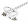 StarTech.com Cavo di ricarica multiplo USB da 1m - Adattatore da USB a Micro-USB o USB-C o Lightning per iPhone / iP (LTCUB1MGR)