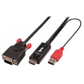 Lindy 41455 cavo e adattatore video 1 m HDMI + USB VGA (D-Sub) Nero (41455)