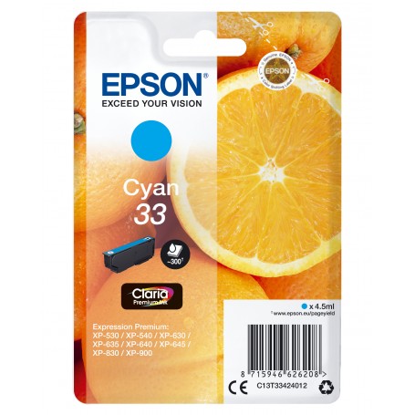 Epson Oranges Cartuccia Ciano T33 Claria Premium (C13T33424022)