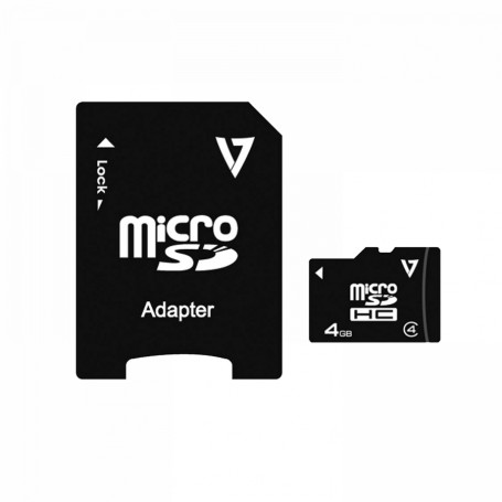 V7 Micro Scheda SDHC Classe 4 DA 4GB + Adattatore (VAMSDH4GCL4R-2E)