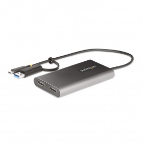 StarTech.com Adattatore da USB-C a HDMI - Convertitore da USB tipo C o A a 2x HDMI per laptop - 4K 60Hz 100W Power Delivery Pass