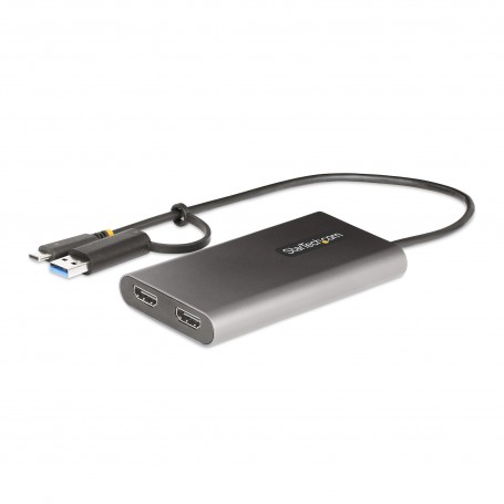 StarTech.com Adattatore da USB-C a HDMI - Convertitore da USB tipo C o A a 2x HDMI per laptop - 4K 60Hz 100W Power Delivery Pass