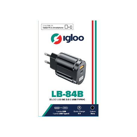 IGLOO USB QC 3.0 E USB TYPE-C BLACK