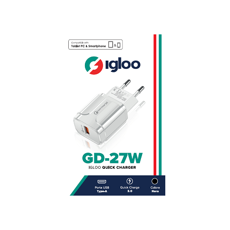 IGLOO ADATTATORE MOBILE FAST CHARGE USB WHITE