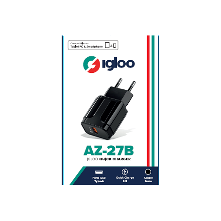 IGLOO ADATTATORE MOBILE FAST CHARGE USB BLACK