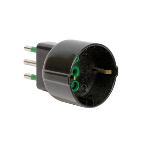 ADATTATORE LINK PRESA TEDESCA BIPOLARE(SHUKO) E SPINA ITALIANA ELETTRICA TRIPOLARE 10 A - NERO - F82121