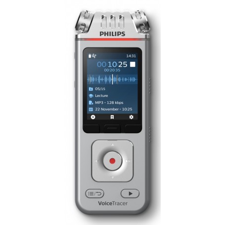 Philips DVT4115 Digital Voice Tracer Flash card Cromo, Argento