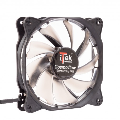 itek Cosmo Flow Case per computer Ventilatore 12 cm Nero, Bianco