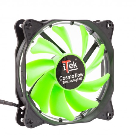 itek Cosmo Flow Case per computer Ventilatore 12 cm Nero, Verde