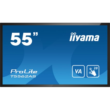 iiyama T5562AS-B1 visualizzatore di messaggi Pannello piatto interattivo 138,7 cm (54.6") VA 500 cd/m² 4K Ultra HD Nero Touch s