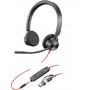 POLY Cuffie stereo Blackwire 3325 con connettore USB-C + spina da 3,5 mm + adattatore USB-C/A