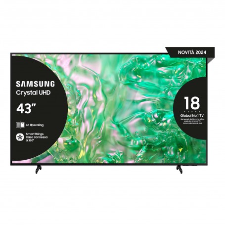 Samsung TV Crystal UHD 4K 43” UE43DU8070UXZT Smart TV Wi-Fi Black 2024, Processore Crystal 4K, 4K Upscaling, AirSlim Design, O