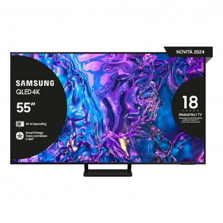 Samsung Q70D TV QLED 4K 55” QE55Q70DATXZT Smart TV Wi-Fi Black 2024, Quantum Processor 4K, 4K AI Upscaling, AirSlim Design, OT