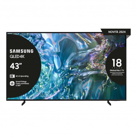 Samsung Q60D TV QLED 4K 43” QE43Q60DAUXZT Smart TV Wi-Fi Titan Gray 2024, Quantum Processor Lite 4K, 4K Upscaling, AirSlim Des