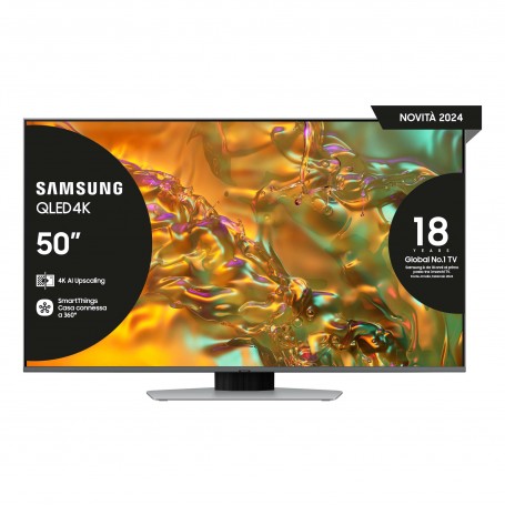 Samsung Q80D TV QLED 4K 50” QE50Q80DATXZT Smart TV Wi-Fi Eclipse Silver 2024, Processore NQ4 AI GEN2, 4K AI Upscaling, Simple 