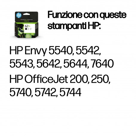 HP Cartuccia originale inchiostro nero ad alta capacità 62XL