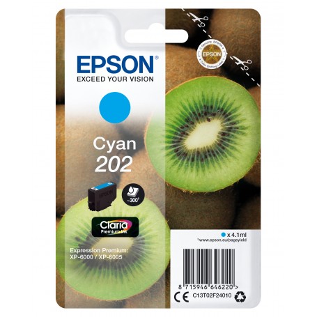 Epson Kiwi Singlepack Cyan 202 Claria Premium Ink (C13T02F24020)