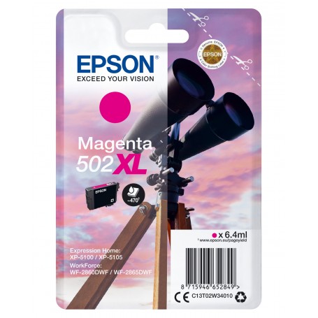 Epson Singlepack Magenta 502XL Ink (C13T02W34020)