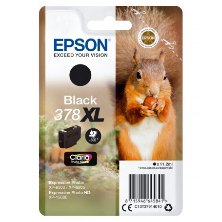 Epson Squirrel Singlepack Black 378XL Claria Photo HD Ink (C13T37914010)