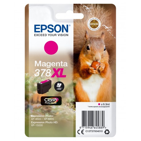 Epson Squirrel Singlepack Magenta 378XL Claria Photo HD Ink (C13T37934010)