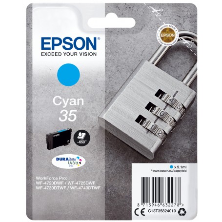 Epson Padlock Singlepack Cyan 35 DURABrite Ultra Ink (C13T35824010)