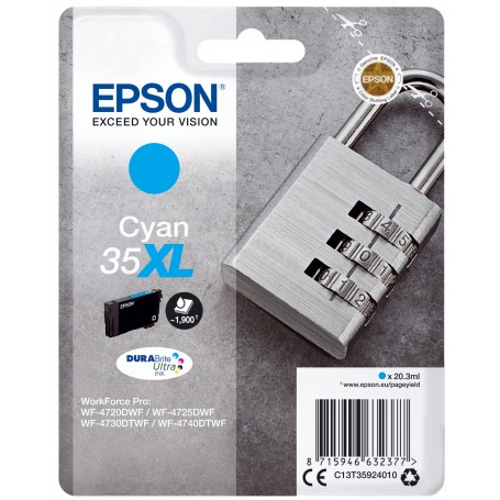 Epson Padlock Singlepack Cyan 35XL DURABrite Ultra Ink (C13T35924020)