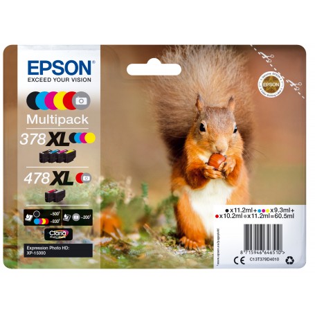 Epson Squirrel Multipack 6-colours 378XL / 478XL Claria Photo HD Ink (C13T379D4020)