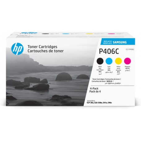 Samsung Confezione da 4 cartucce toner nero/ciano/magenta/giallo originali CLT-P406C (SU375A)