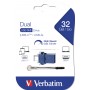Verbatim Dual - Memoria USB 3.0 da 32 GB - USB-C / USB-A - Blu (49966)