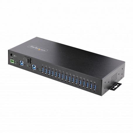 StarTech.com Hub USB Industriale 5Gbps a 16 porte con adattatore di alimentazione, enclosure in metallo, montabile, protezione E