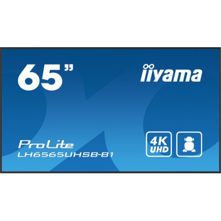 iiyama ProLite Pannello piatto per segnaletica digitale 163,8 cm (64.5") LCD Wi-Fi 500 cd/m² 4K Ultra HD Nero Processore integr