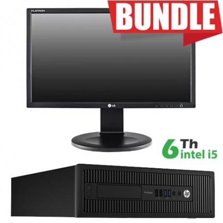 BUNDLE PC HP RINOVO REFURBISHED 600-800 G2 RNBUNDLE36 SFF i5-6x00 16GB SSD NEW 256GB W10P + MONITOR LG 24" E2411PU