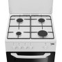 Beko Cucina CSG42009DW, (LxDxA) 50x50x85, Bianca, Forno a gas + grill, piano cottura a gas 4 zone, Coperchio in metallo