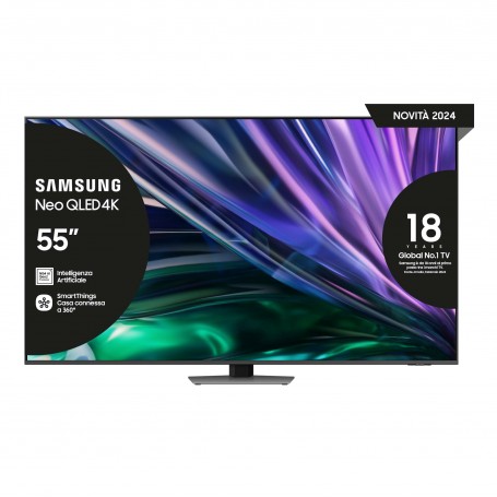 Samsung TV Neo QLED 4K 55” QE55QN85DBTXZT Smart TV Wi-Fi Carbon Silver 2024, Processore NQ4 AI GEN2, Tecnologia Quantum Matrix