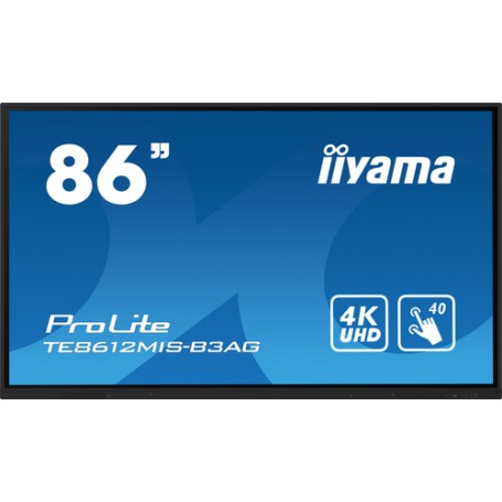 iiyama TE8612MIS-B3AG visualizzatore di messaggi Design chiosco 2,18 m (86") LCD Wi-Fi 400 cd/m² 4K Ultra HD Nero Touch screen 