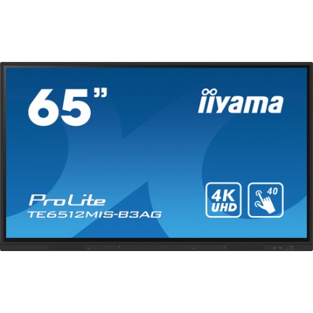 iiyama TE6512MIS-B3AG visualizzatore di messaggi Design chiosco 165,1 cm (65") LCD Wi-Fi 400 cd/m² 4K Ultra HD Nero Touch scree