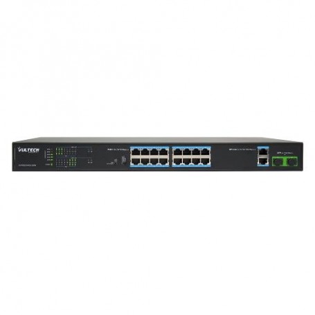 VULTECH SWITCH 16 PORTE POE+ 10/100 FE + 2 PORTE + 2 PORTE UPLINK 10/100/1000 GE + 2 PORTE UPLINK S (VS-POE2164GE-200W)