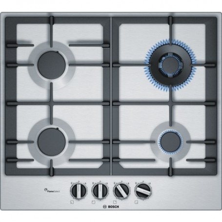 Bosch Serie 6 PCH6A5C90D piano cottura Nero, Acciaio inossidabile Da incasso Gas 4 Fornello(i) (PCH6A5C90D)